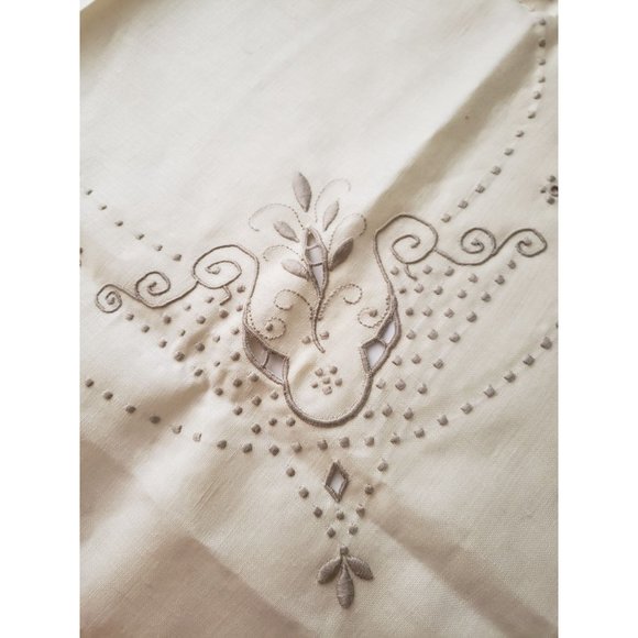 Madeira Embroidered Cut Work Tablecloth 39" x 39" Cream Vintage Linen Unused - Picture 2 of 9